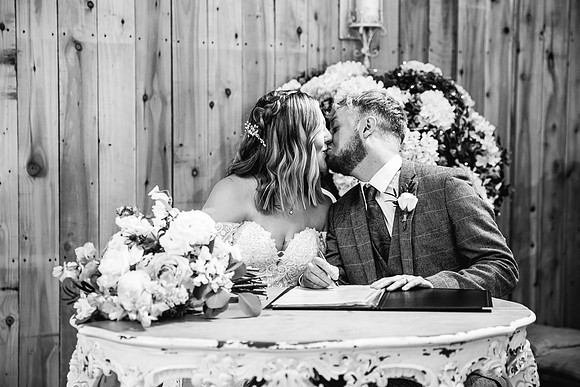 Alcumlow Wedding Barn Photography - Aimee & Mike-342